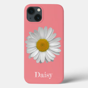Name Moderne elegante White Daisy Blume Coral Pink Case-Mate iPhone Hülle