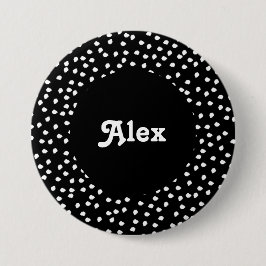 Name Moderner Niedlicher Polka Dot Black und White Button