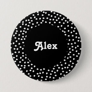 Name Moderner Niedlicher Polka Dot Black und White Button