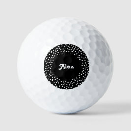 Name Moderner Niedlicher Polka Dot Black und White Golfball