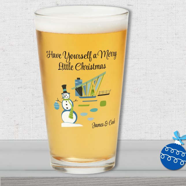 Name, Modernes Haus Snowman 16oz Pint Glas (Von Creator hochgeladen)