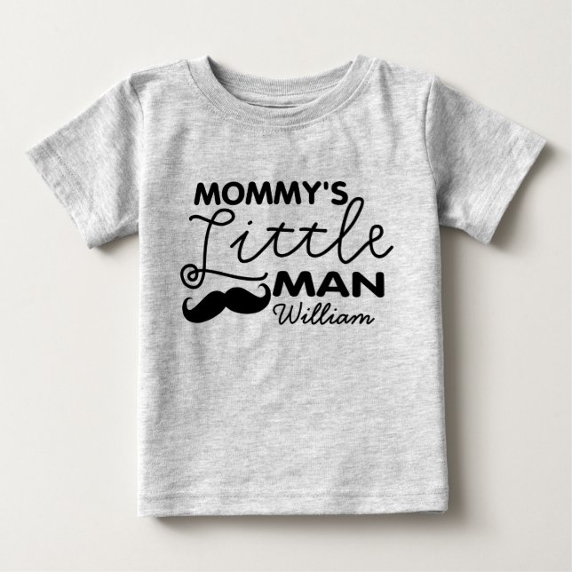 Name Mommy's Kleiner Mann hinzufügen Baby T-shirt (Vorderseite)
