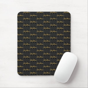 Name & Monogram Black & Gold Chic Klassiker Mens h Mousepad