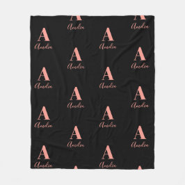 Name Monogram Black Rose Gold Fleecedecke
