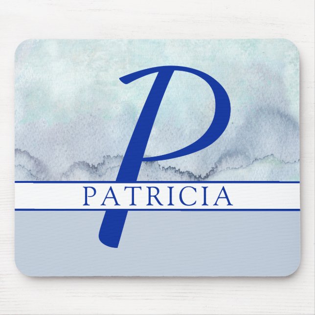 Name | Monogram Blue Watercolor Mousepad (Vorne)