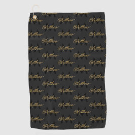 Name & Monogram Chic hinzufügen und elegante Black Golfhandtuch