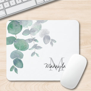 Name Monogram Eukalyptus Greenery Mousepad