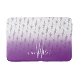 Name Monogram Farmhouse Lavender Blume Muster Badematte