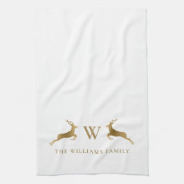 Name Monogram Gold Deer Geschirrtuch