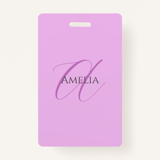 Name Monogram Initial Letter Orchid & Lilac Ausweis (Vorderseite)