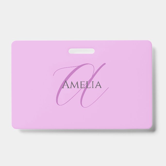 Name Monogram Initial Letter Orchid & Lilac Ausweis (Vorderseite)