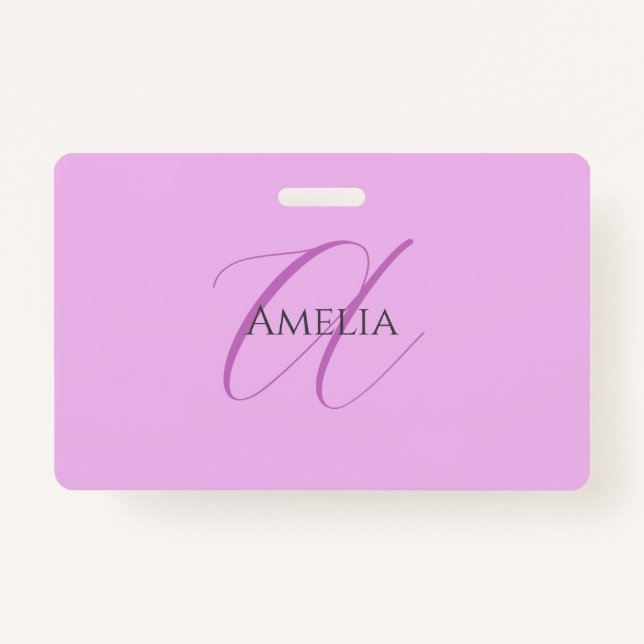 Name Monogram Initial Letter Orchid & Lilac Ausweis (Vorderseite)