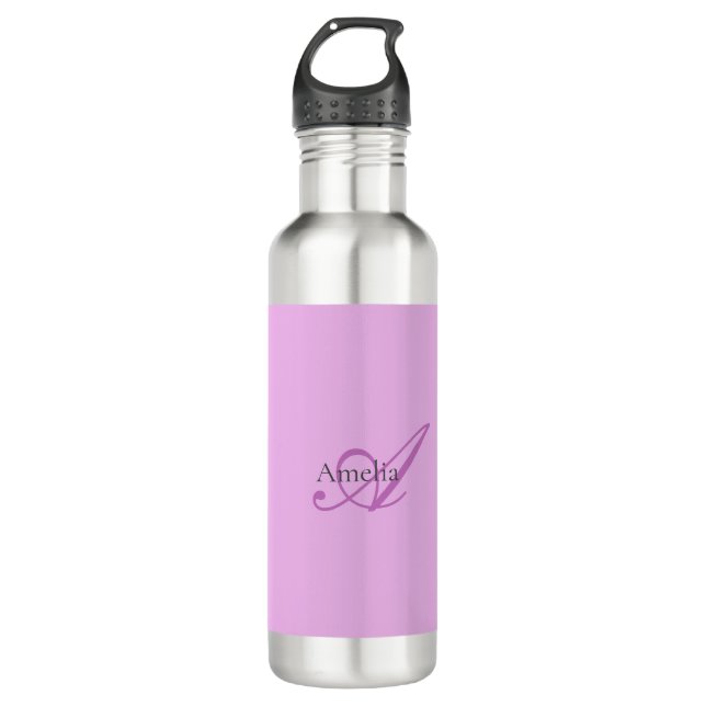 Name Monogram Initial Letter Orchid & Lilac Edelstahlflasche (Vorderseite)
