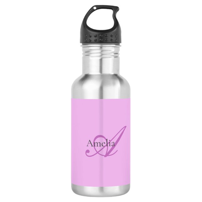 Name Monogram Initial Letter Orchid & Lilac Edelstahlflasche (Vorderseite)