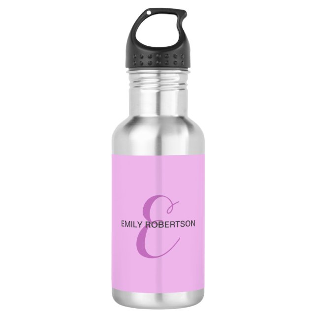 Name Monogram Initial Letter Orchid & Lilac Edelstahlflasche (Vorderseite)