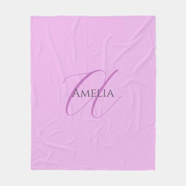 Name Monogram Initial Letter Orchid & Lilac Fleecedecke (Vorderseite)