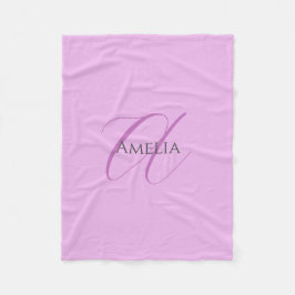 Name Monogram Initial Letter Orchid & Lilac Fleecedecke