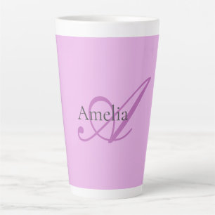 Name Monogram Initial Letter Orchid & Lilac Milchtasse