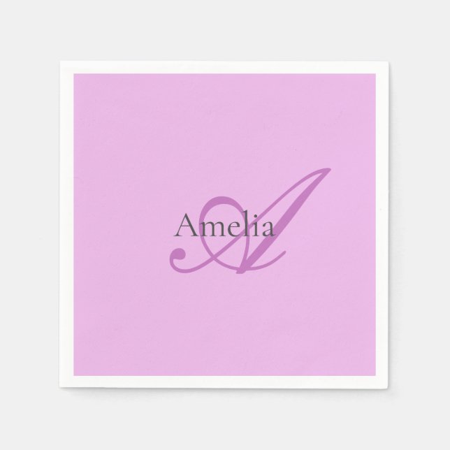 Name Monogram Initial Letter Orchid & Lilac Serviette (Vorderseite)
