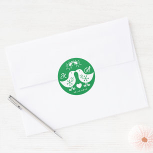 Name Monogram Kissing Chicks Weihnachtsmistletoure Runder Aufkleber