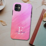 Name Monogram Pink Case-Mate iPhone Hülle<br><div class="desc">Dieses stilvolle iPhone Gehäuse ist mit einem Aquarellspüldesign in Rosatönen dekoriert. Einfach anpassbar mit Ihrem Namen und Monogramm. Verwenden Sie die Option Weitere anpassen,  um die Textgröße,  den Stil oder die Farbe zu ändern,  wenn Sie möchten.</div>
