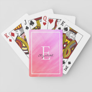 Name Monogram Pink Girl Spielkarten