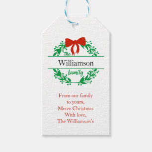 Name Monogram Red Green Christmas Geschenkanhänger