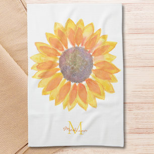 Name Monogram Sonnenblume Geschirrtuch