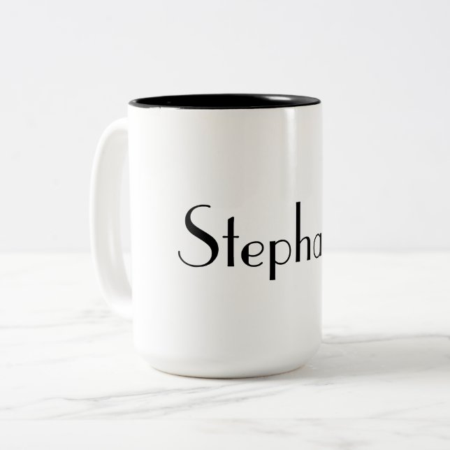 Name Monogram Template Schwarz & Weiß Cooles Gesch Zweifarbige Tasse (Vorderseite Links)