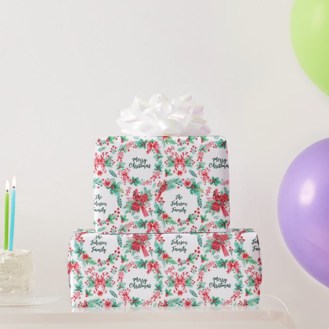 Name Monogram Weihnachtsschaden Geschenkpapier (Partygeschenke)