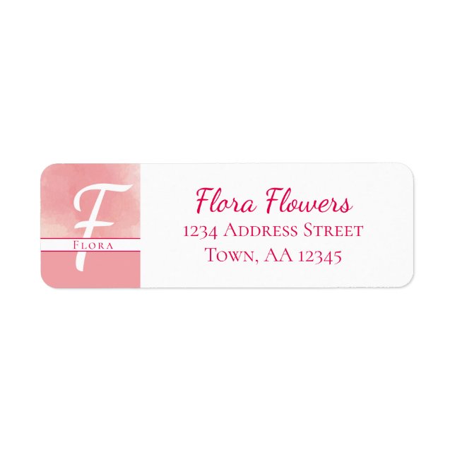 Name Monogramm Aquarellfarbe Pink (Vorne)