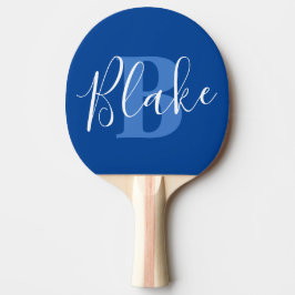 Name Monogramm blaues Teamwork Tischtennis Schläger