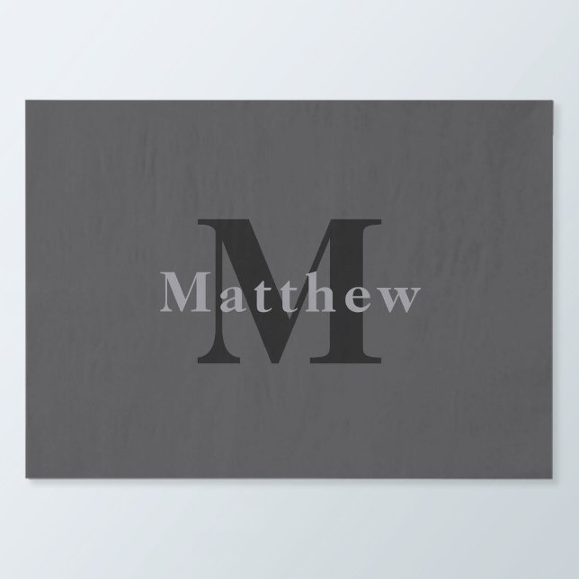 Name & Monogramm | Dunkelgrau Seidenpapier (Von Creator hochgeladen)