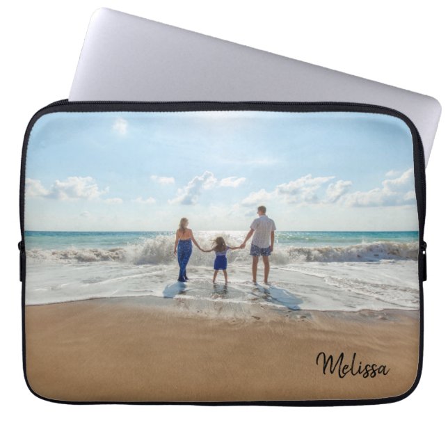 Name Monogramm-Foto Laptopschutzhülle (Vorderseite)