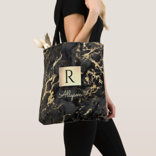 Name & Monogramm, Goldene Schachtel, Schwarz & Gol Tasche