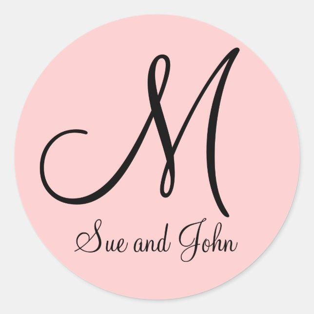 Name Monogramm Initial Pink Gastgeschenk Hochzeit  Runder Aufkleber (Vorderseite)