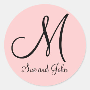 Name Monogramm Initial Pink Gastgeschenk Hochzeit  Runder Aufkleber
