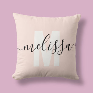 Name Monogramm Mädchen Kalligrafie Rosa Kissen