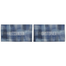 Name Monogramm Marineblau Aquarell kariert