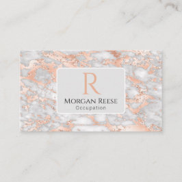 Name & Monogramm, QR-Code, Graue und Rose-Gold-Mar Visitenkarte