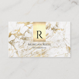 Name & Monogramm, QR-Code, weißes und goldenes Mar Visitenkarte