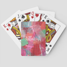 Name monogramm rotes rosa abstraktes gürtelförmige spielkarten