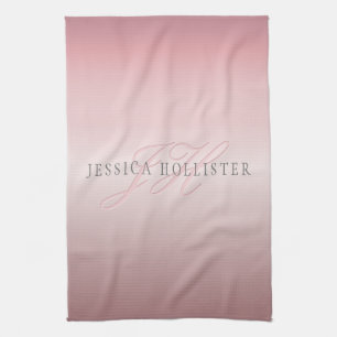 Name & Monogramm Sanfter falscher Rosen-Gold-Blu Geschirrtuch