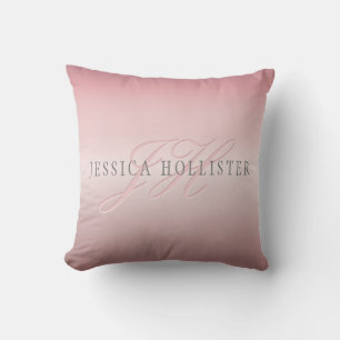 Name & Monogramm Sanfter falscher Rosen-Gold-Blu Kissen