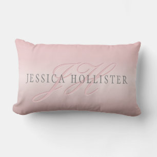 Name & Monogramm Sanfter falscher Rosen-Gold-Rou Lendenkissen