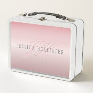 Name & Monogramm Sanfter falscher Rosen-Gold-Rou Metall Brotdose
