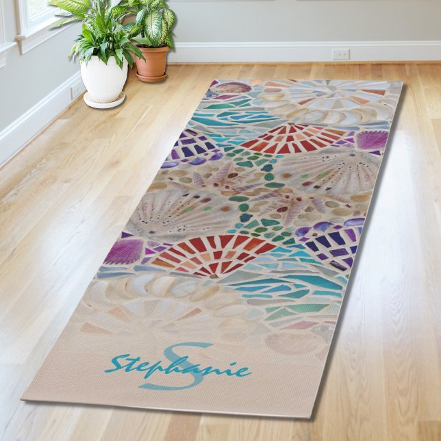 Name Monogramm Strand Thema Yogamatte (Von Creator hochgeladen)