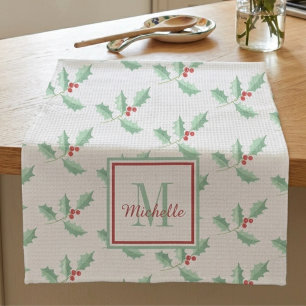 Name Monogramm Weihnachten Stechpalme Geschirrtuch