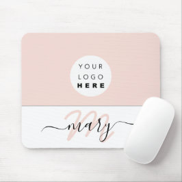 Name Monogramm Weißrosa Weißes rosa Logo Mousepad