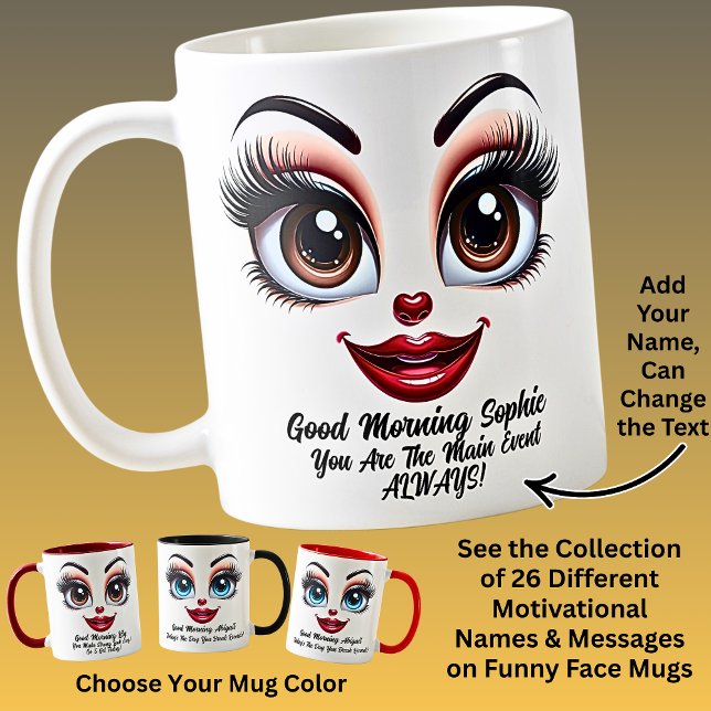 Name Motivation Sophie Fabulous Eyes Funny Face Kaffeetasse (Von Creator hochgeladen)